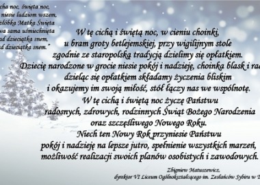 Życzenia Dyrektora Szkoły